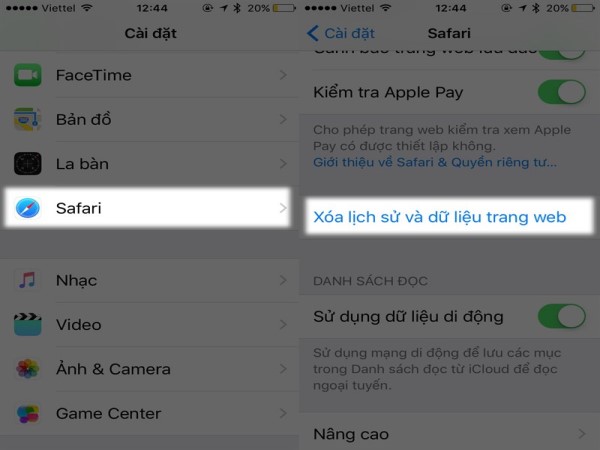 Cách xóa bộ nhớ đệm iPhone của trình duyệt Safari